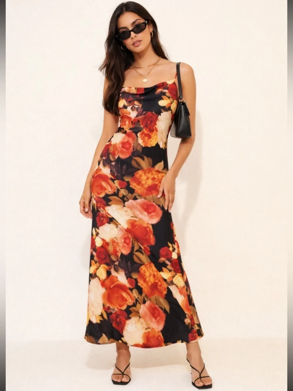 RESA Black Floral Margot Maxi Dress Size Medium 38429